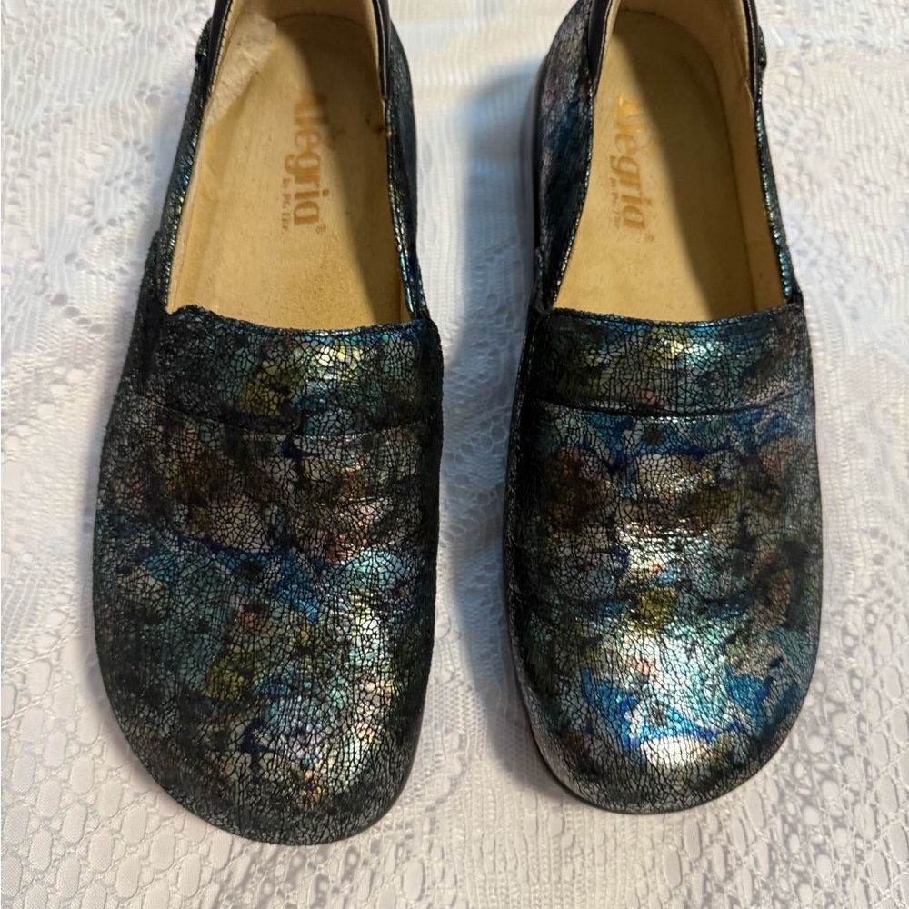 Alegria Women's Iridescent Blue and Black Loafers
